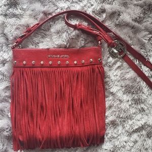 Michael Kors Suede Leather Fringed Crossbody Bag